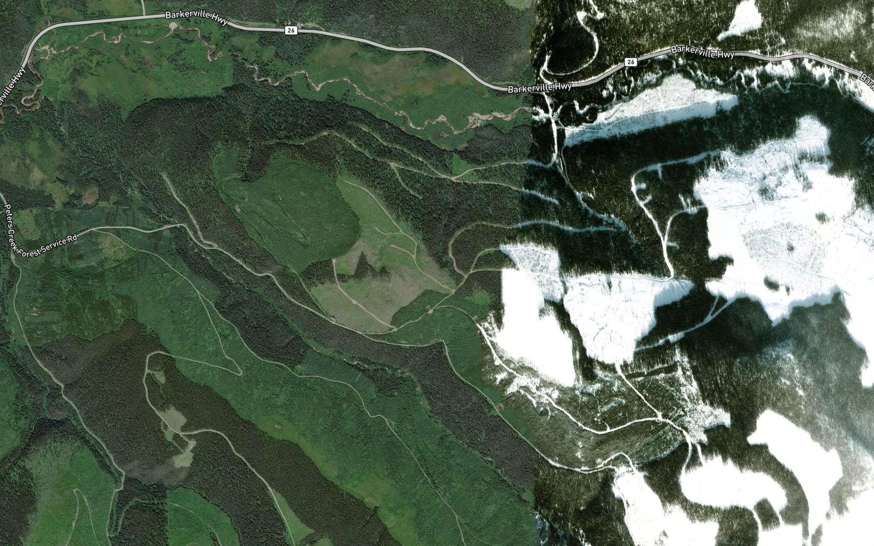 Satellite map of the Davis Creek