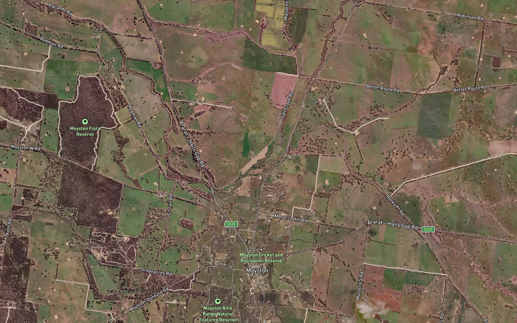 Satellite map of the Spears Creek