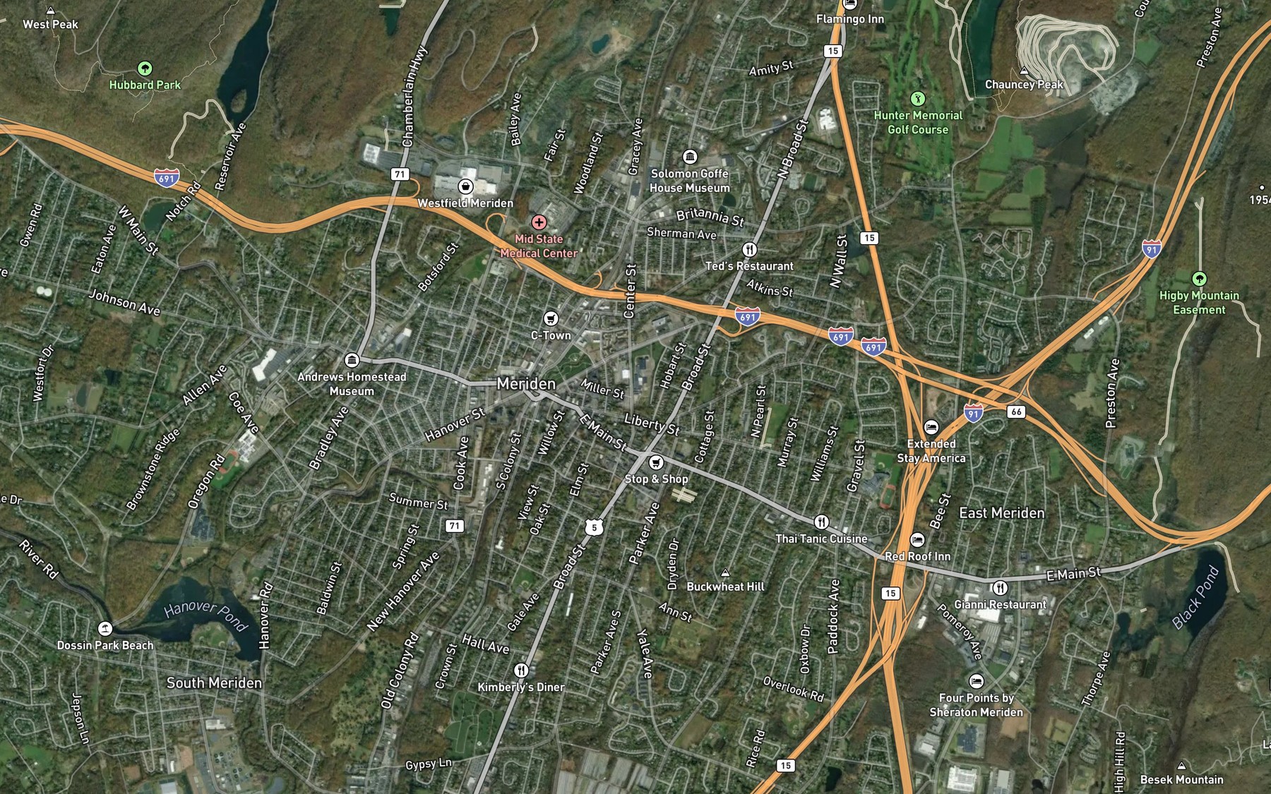 Satellite map of the Jordan Pond