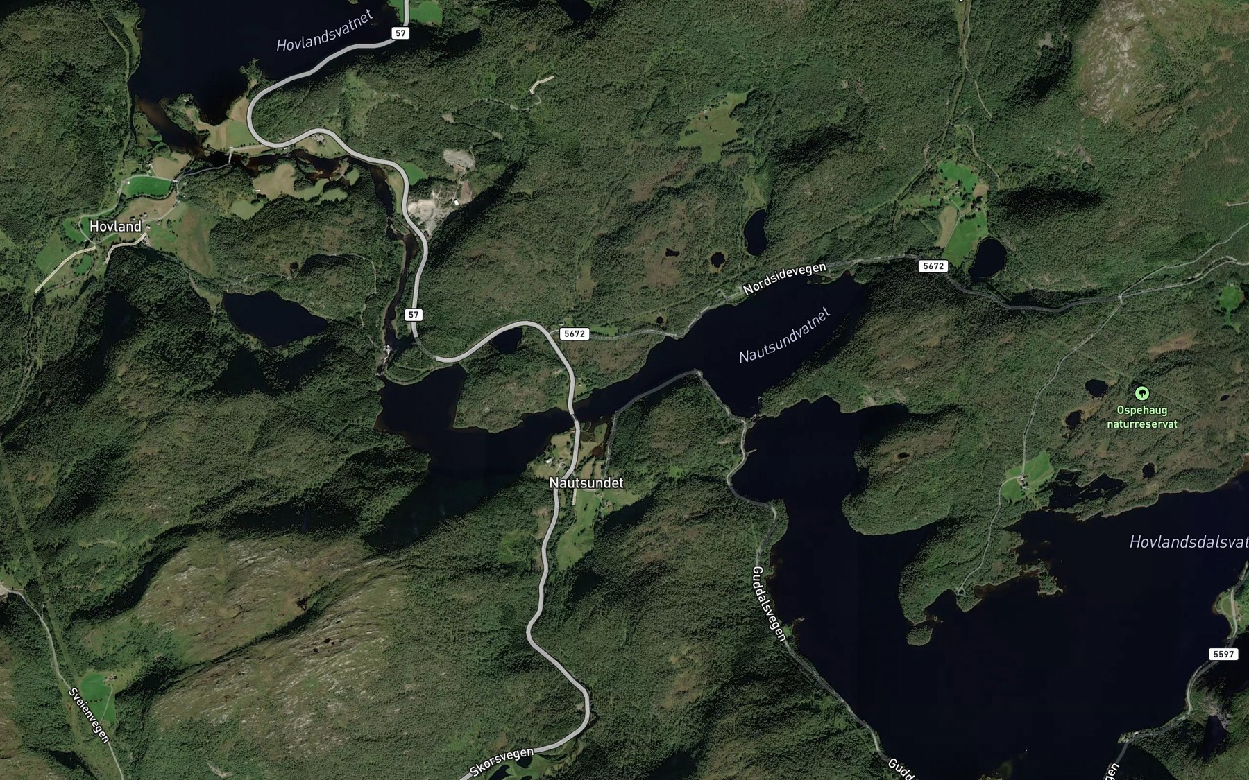 Satellite map of the Flekke- og Guddalsvassdraget