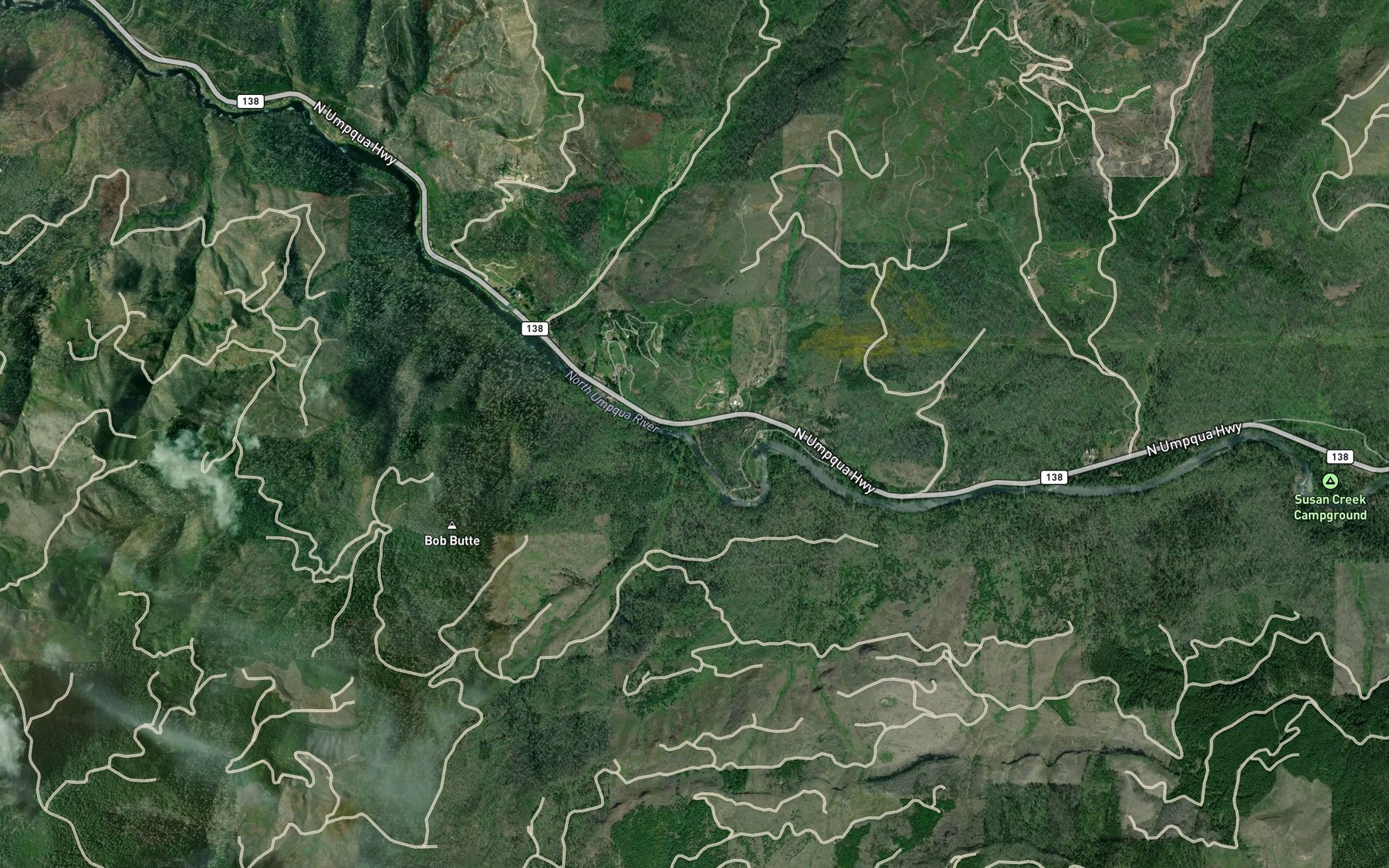 Satellite map of the Hogback Creek
