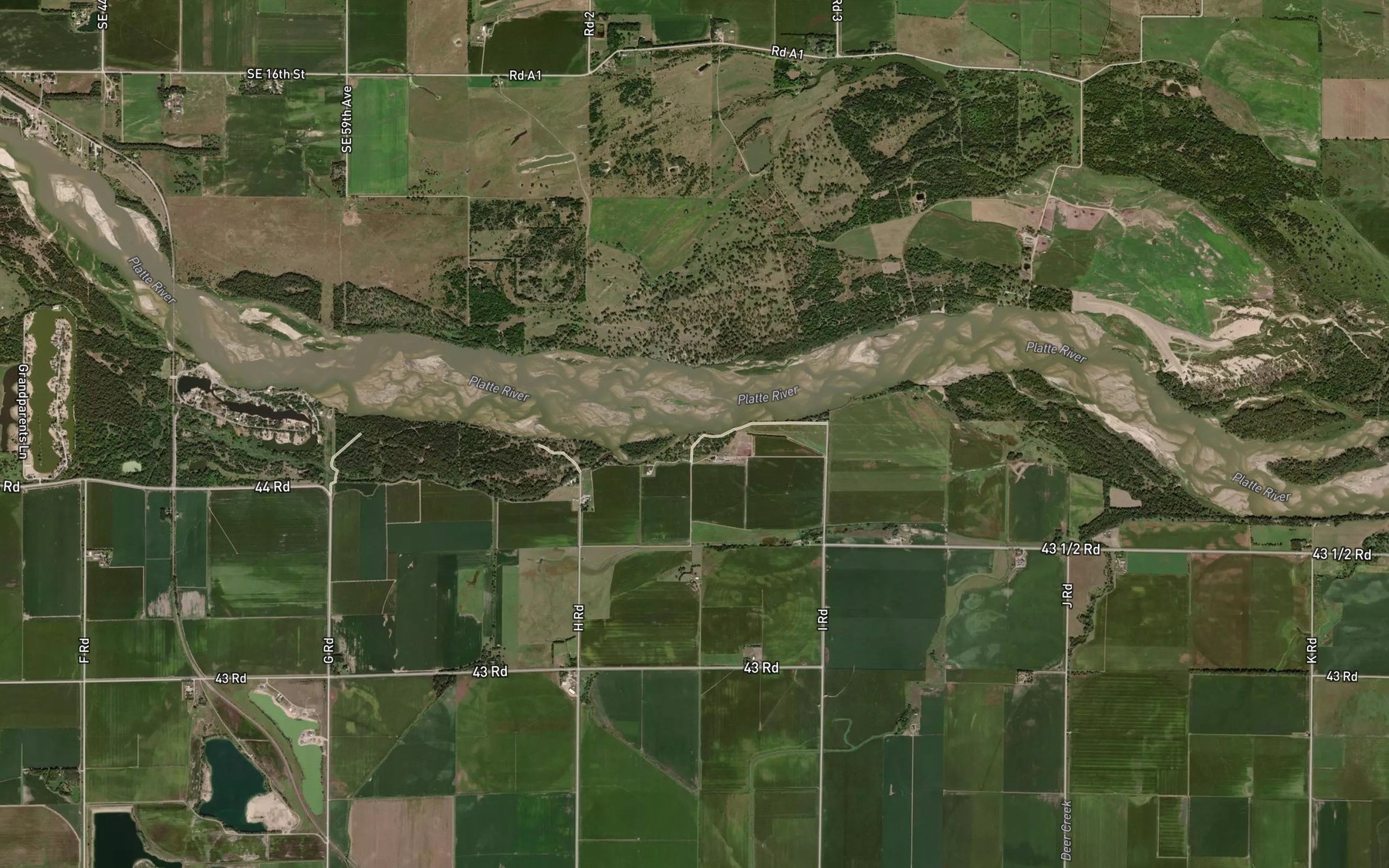 Satellite map of the Clear Creek