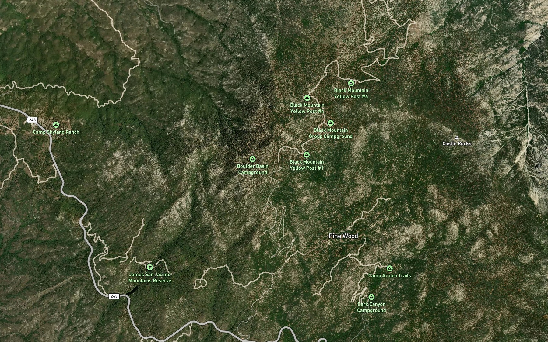 Satellite map of the Cinco Poses Spring
