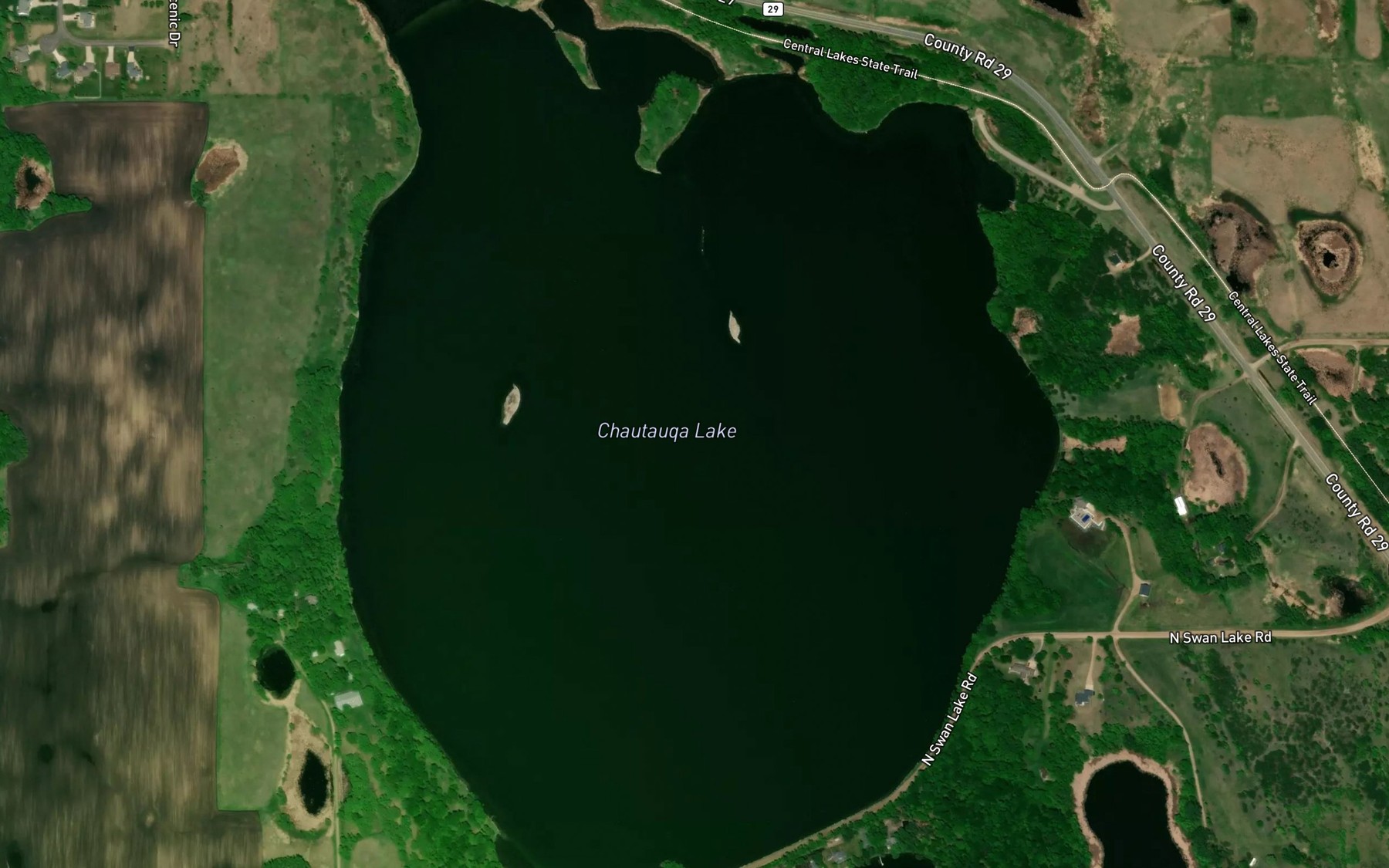 Satellite map of the Chautauqua Lake
