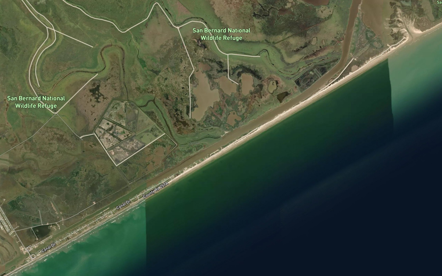 Satellite map of the Salt Bayou