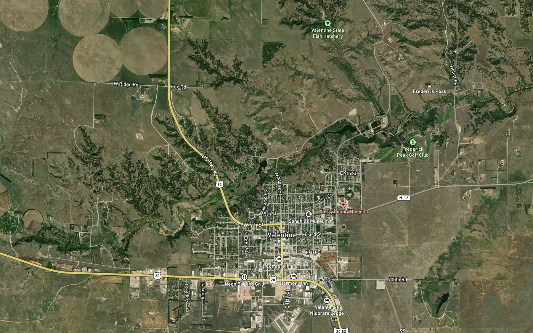 Satellite map of the Pierce Milling Plant Reservoir
