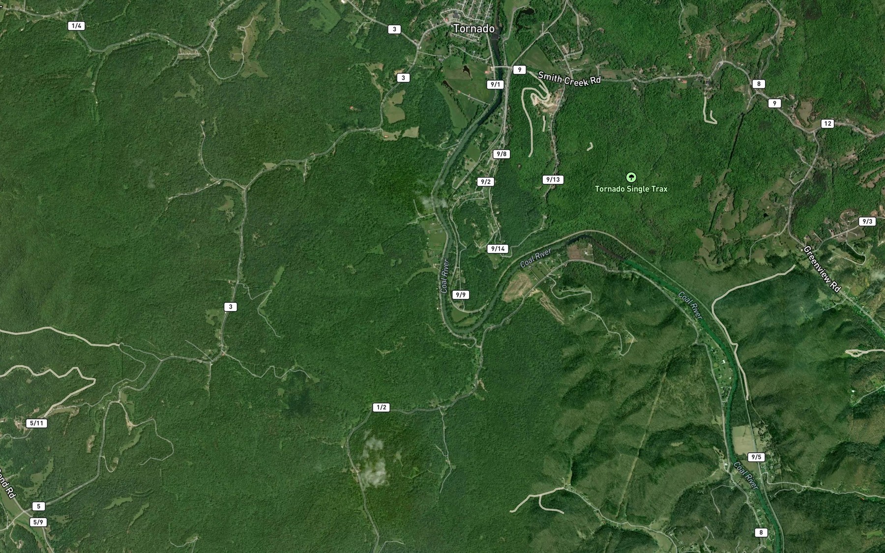 Satellite map of the Mannens Branch