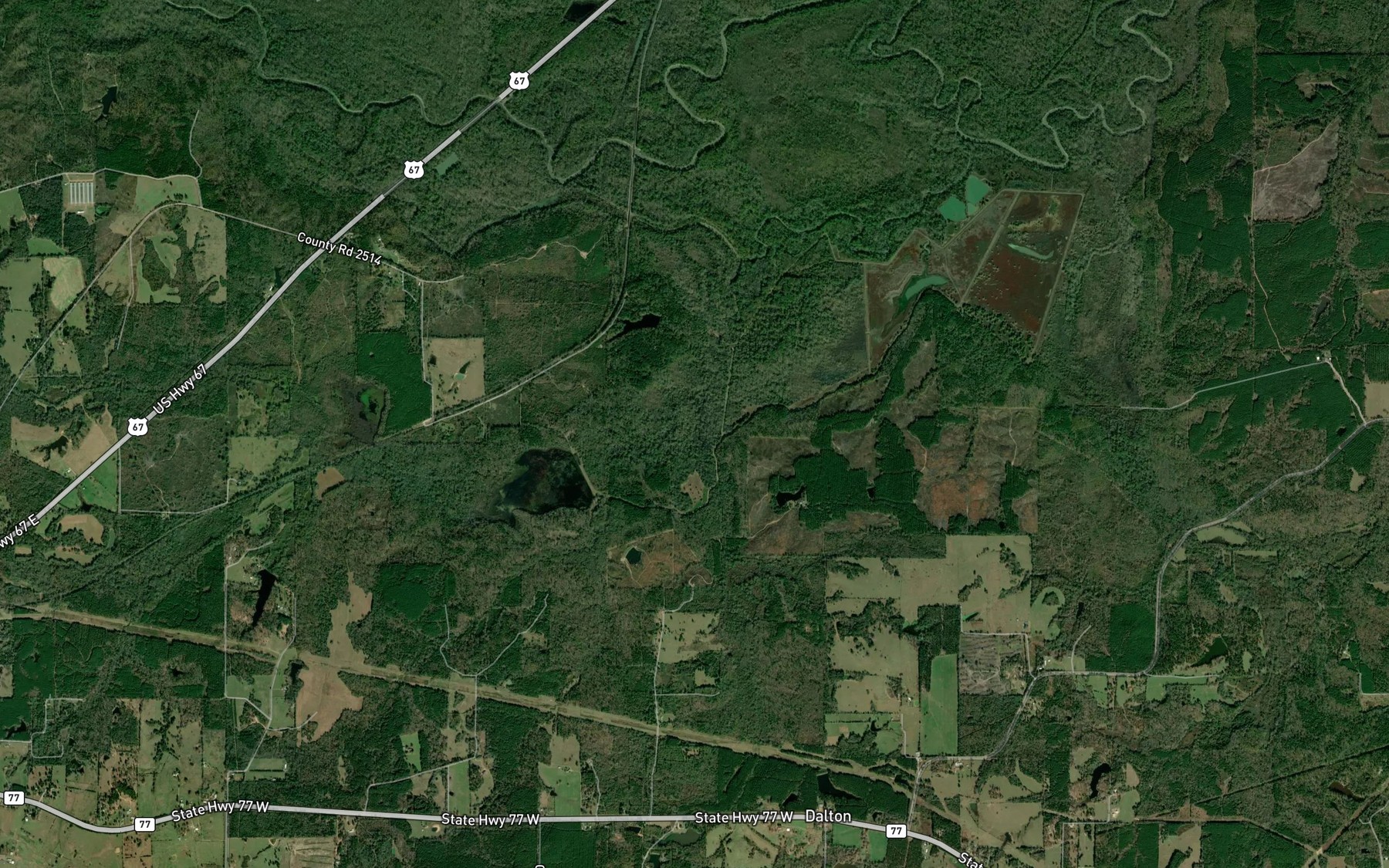 Satellite map of the Caney Creek