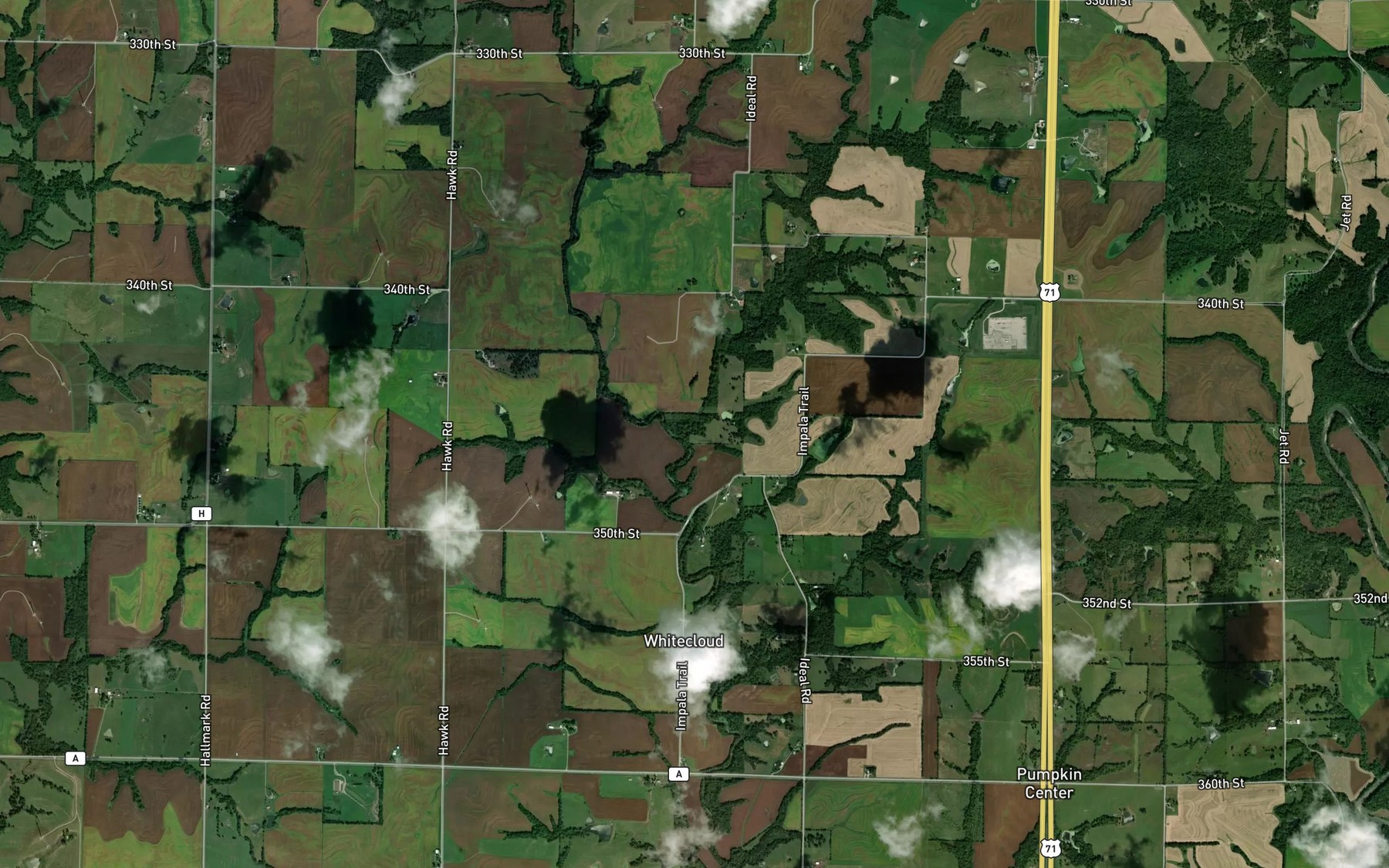Satellite map of the Mullin Creek