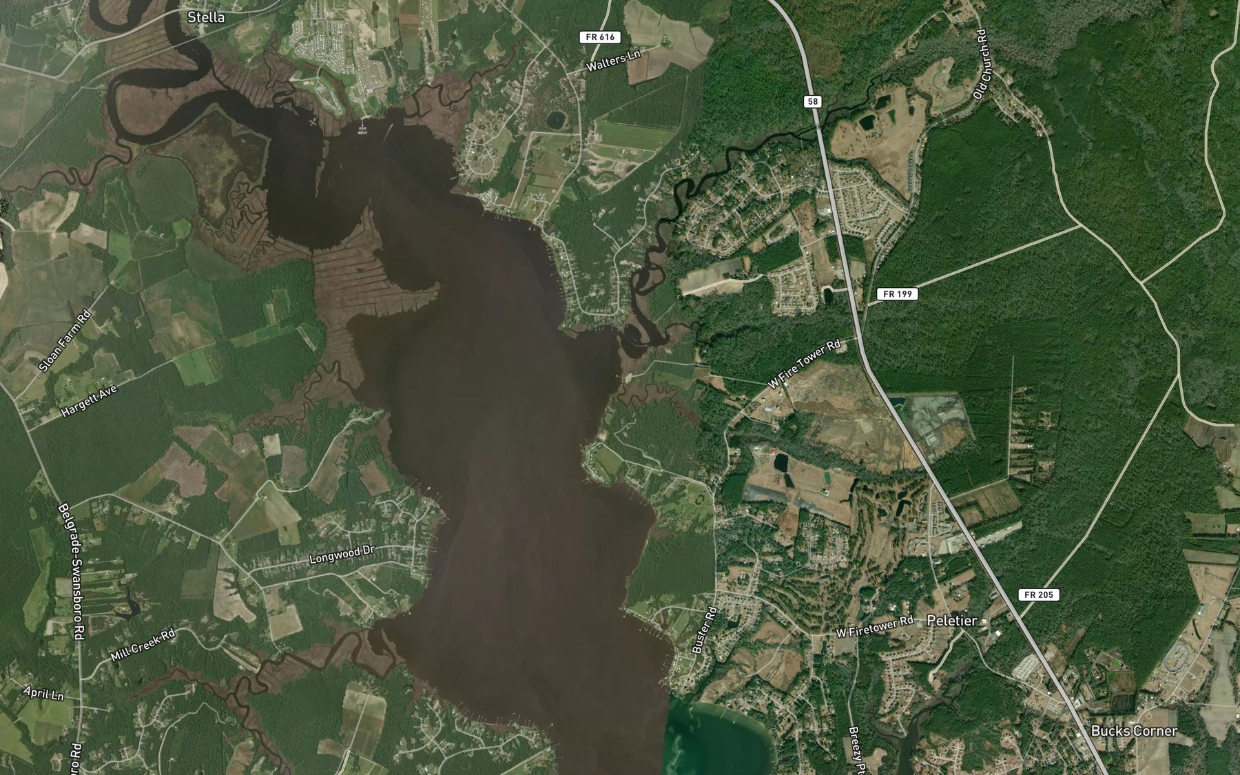 Satellite map of the Godfry Branch