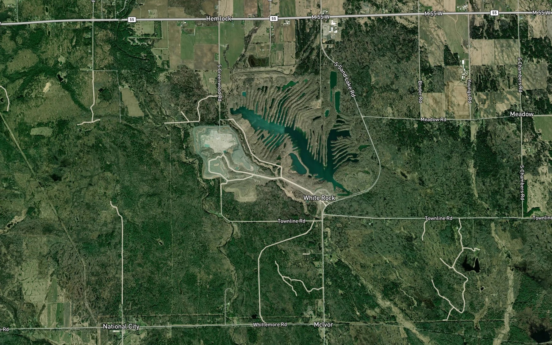 Satellite map of the Manary Creek
