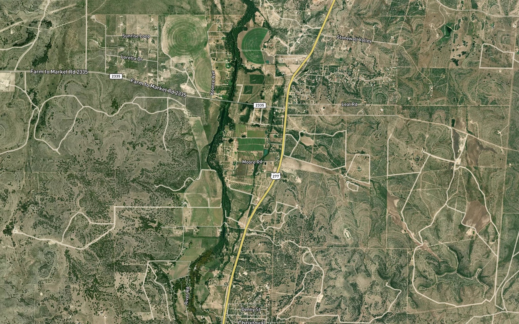 Satellite map of the South Concho Irrigation Canal