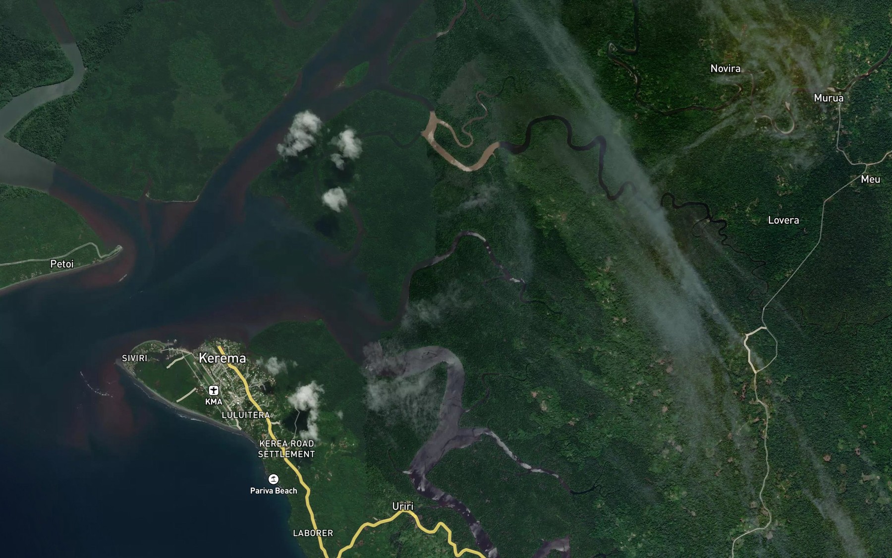 Satellite map of the Motoma Creek