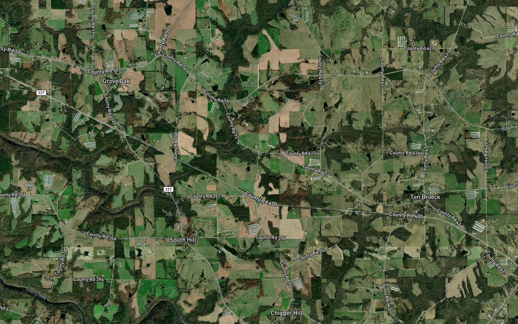 Satellite map of the Hall Branch
