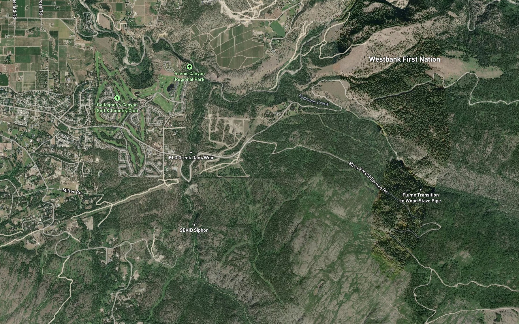 Satellite map of the Hydraulic Creek