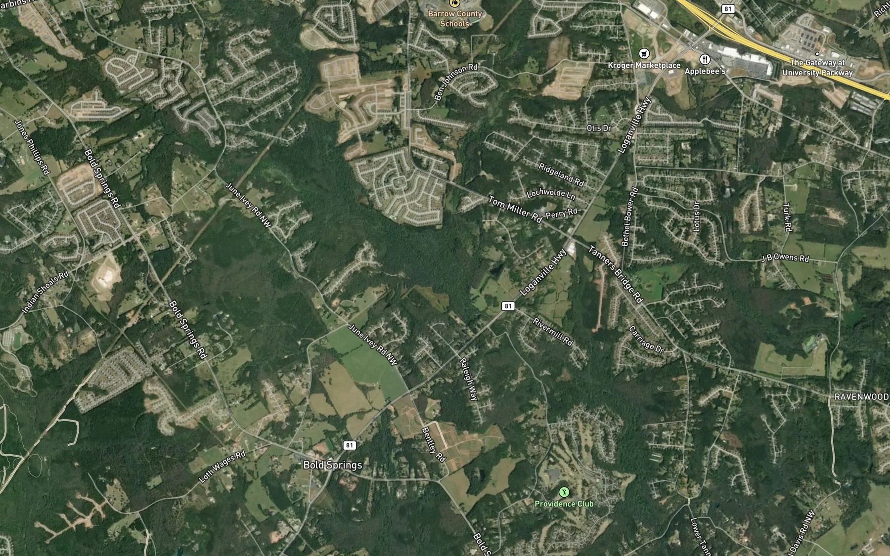 Satellite map of the Williamson Creek
