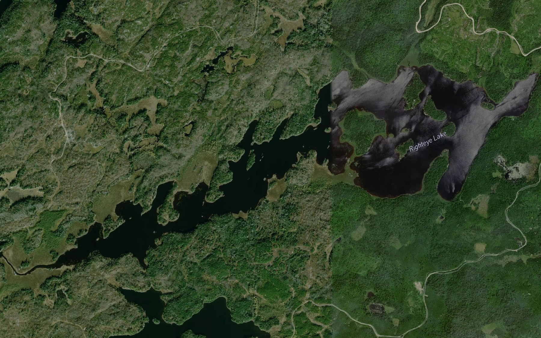 Satellite map of the Righteye Lake