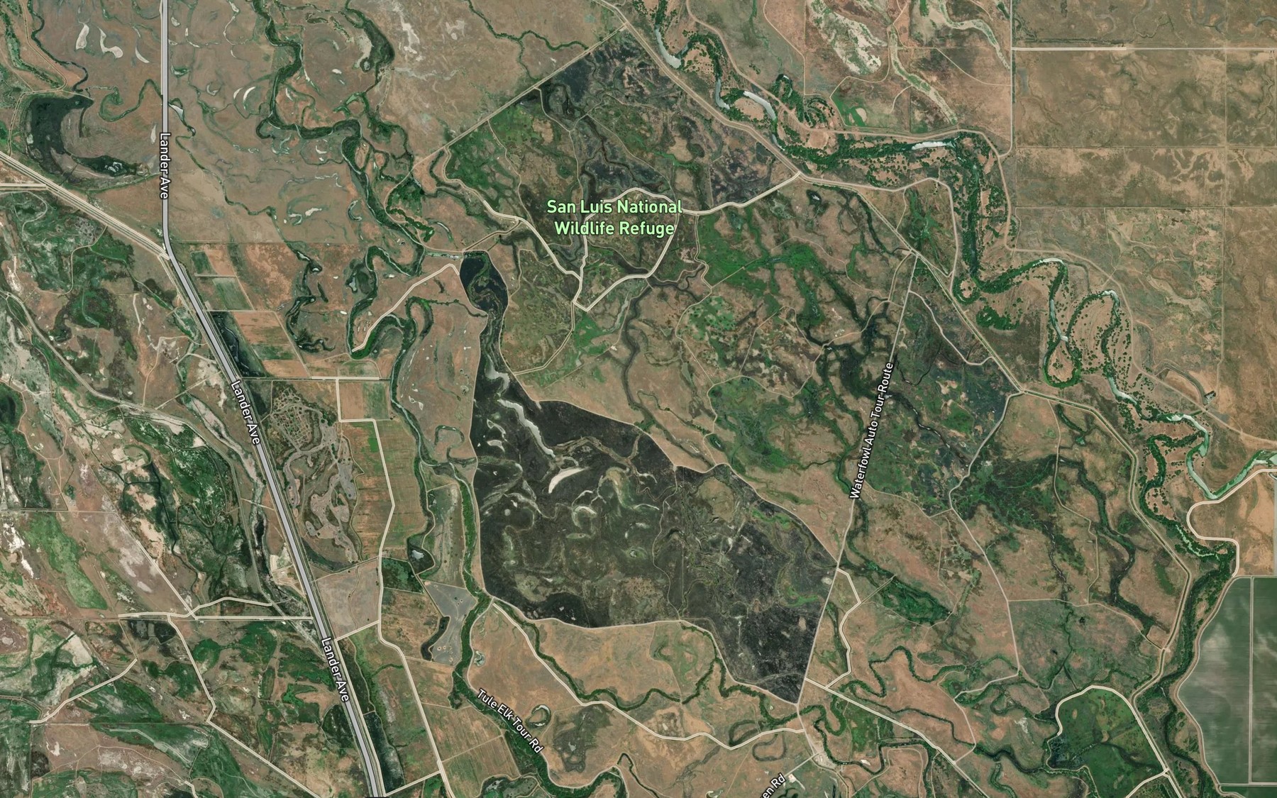 Satellite map of the Deadmans Slough