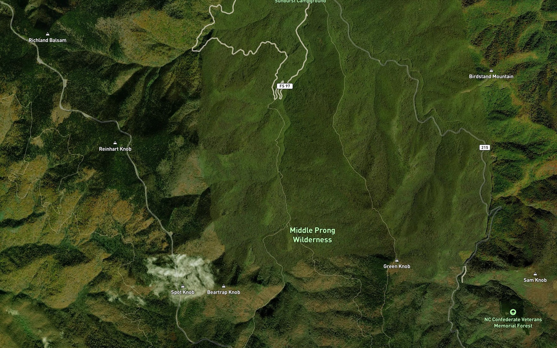 Satellite map of the Big Beartrap Branch