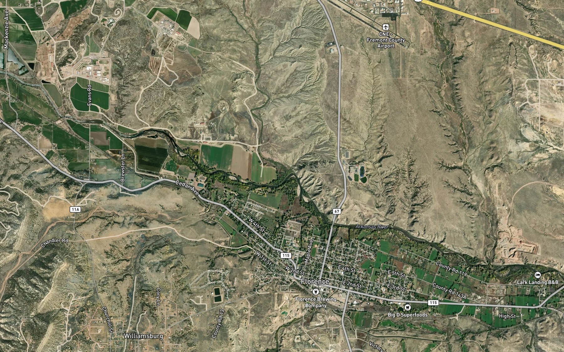 Satellite map of the Sixmile Creek