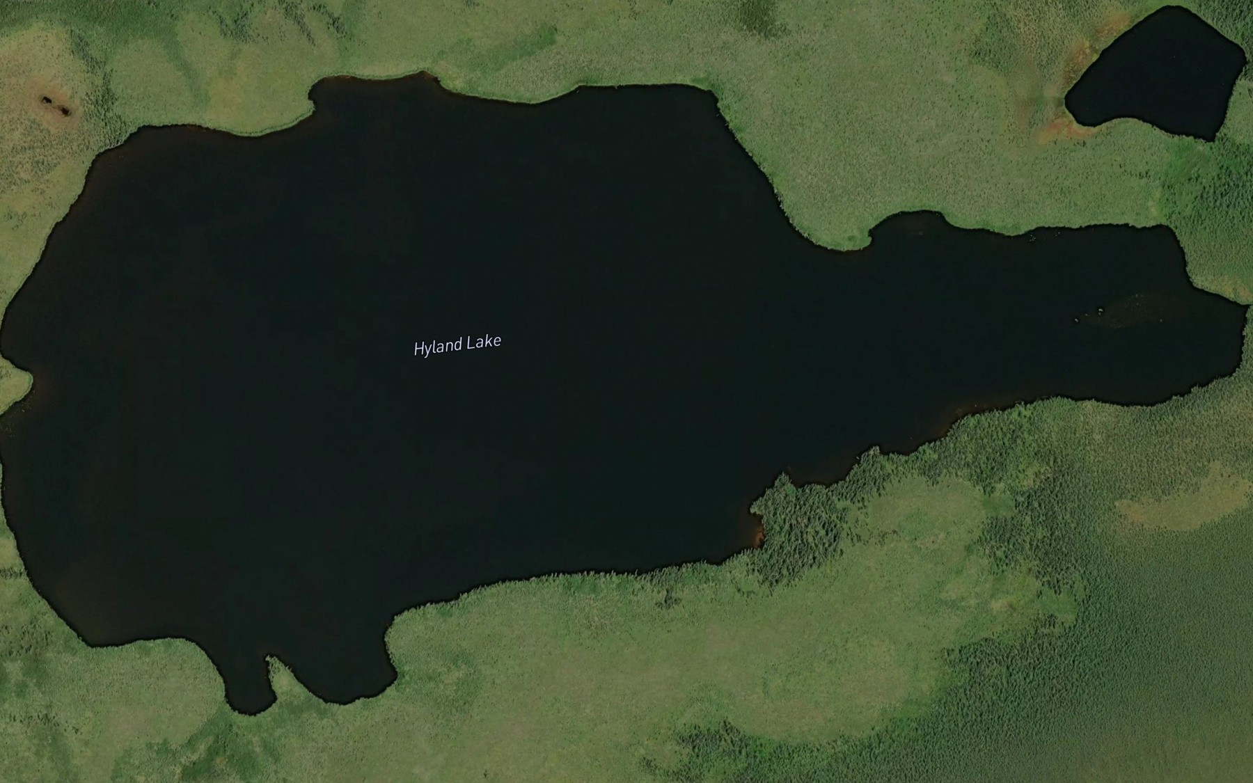 Satellite map of the Hyland Lake