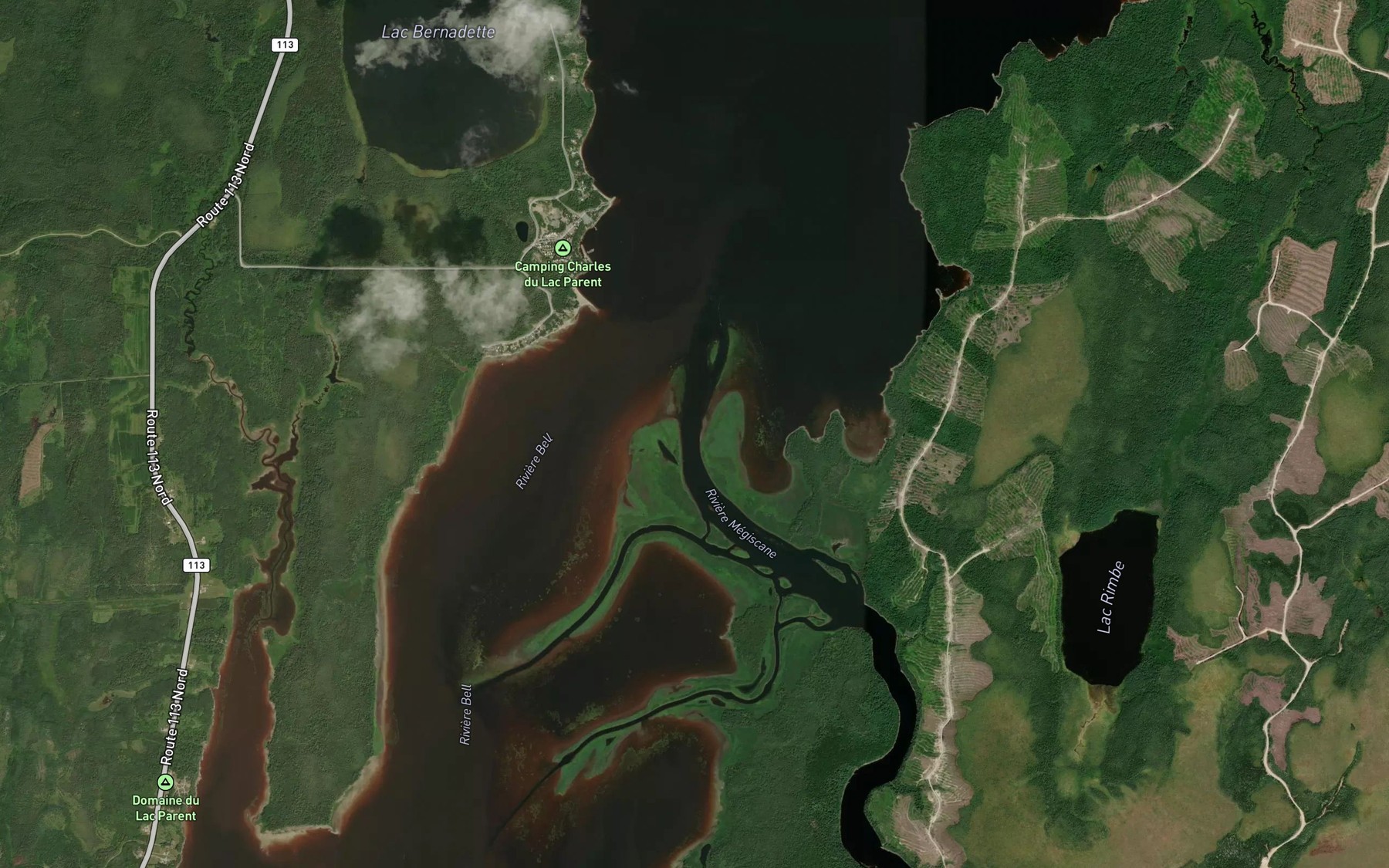 Satellite map of the Riviere Megiscane