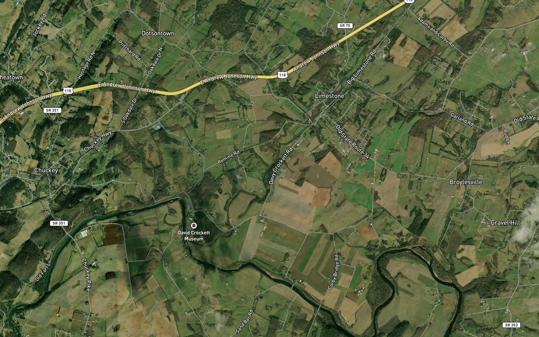 Satellite map of the Cedar Creek
