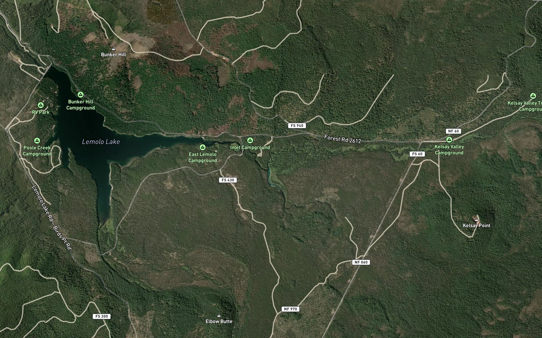 Satellite map of the Spring River
