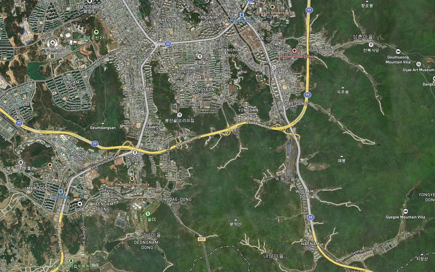 Satellite map of the Hwasanje