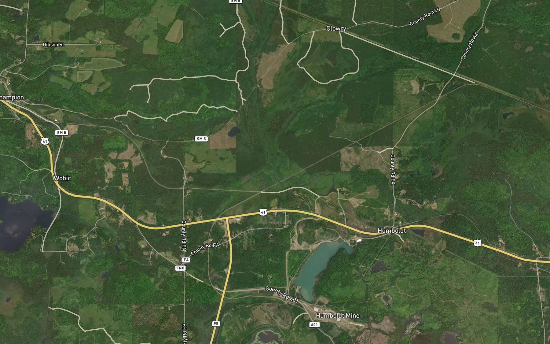 Satellite map of the Halfway Creek