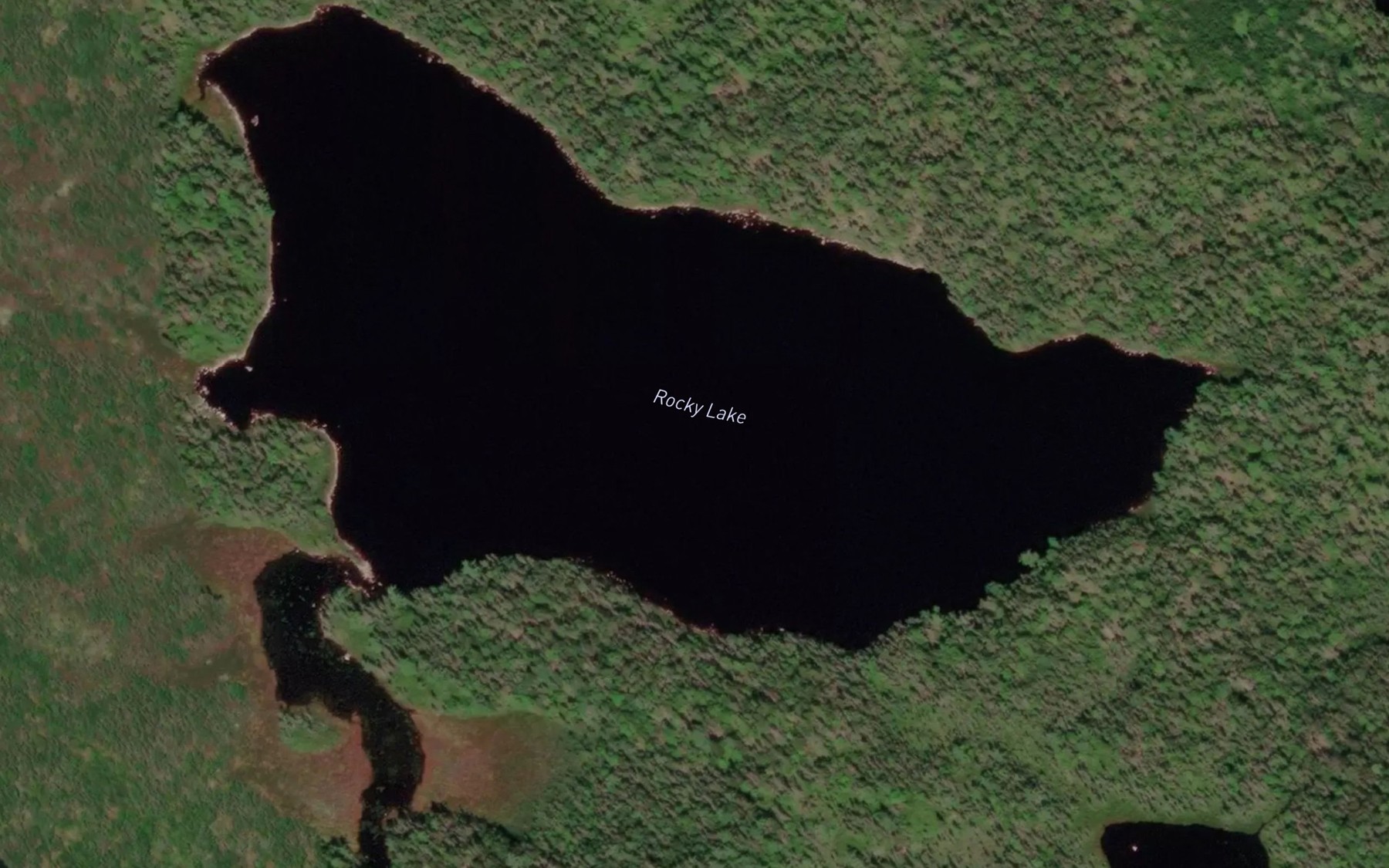 Satellite map of the Rocky Lake