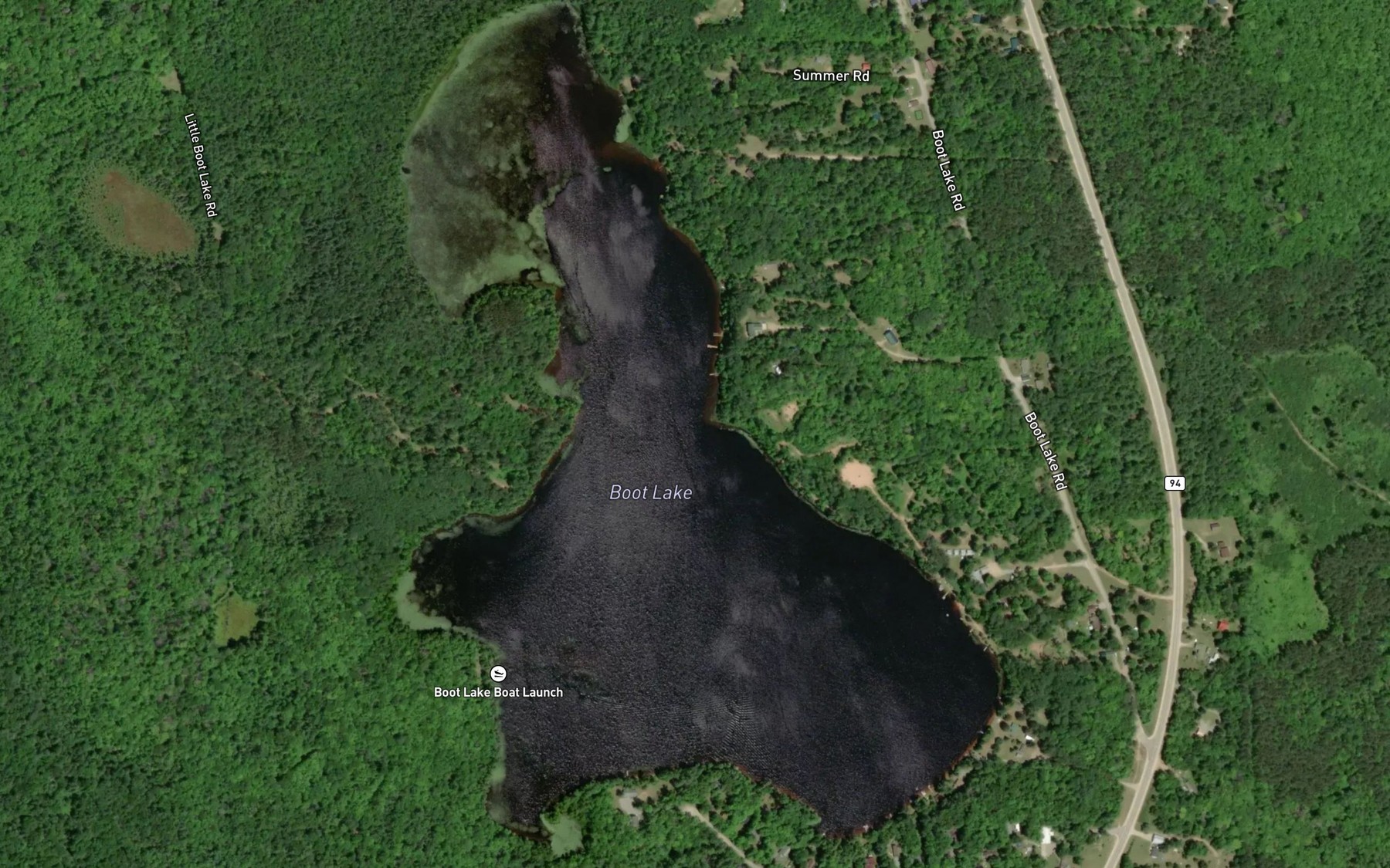 Satellite map of the Boot Lake
