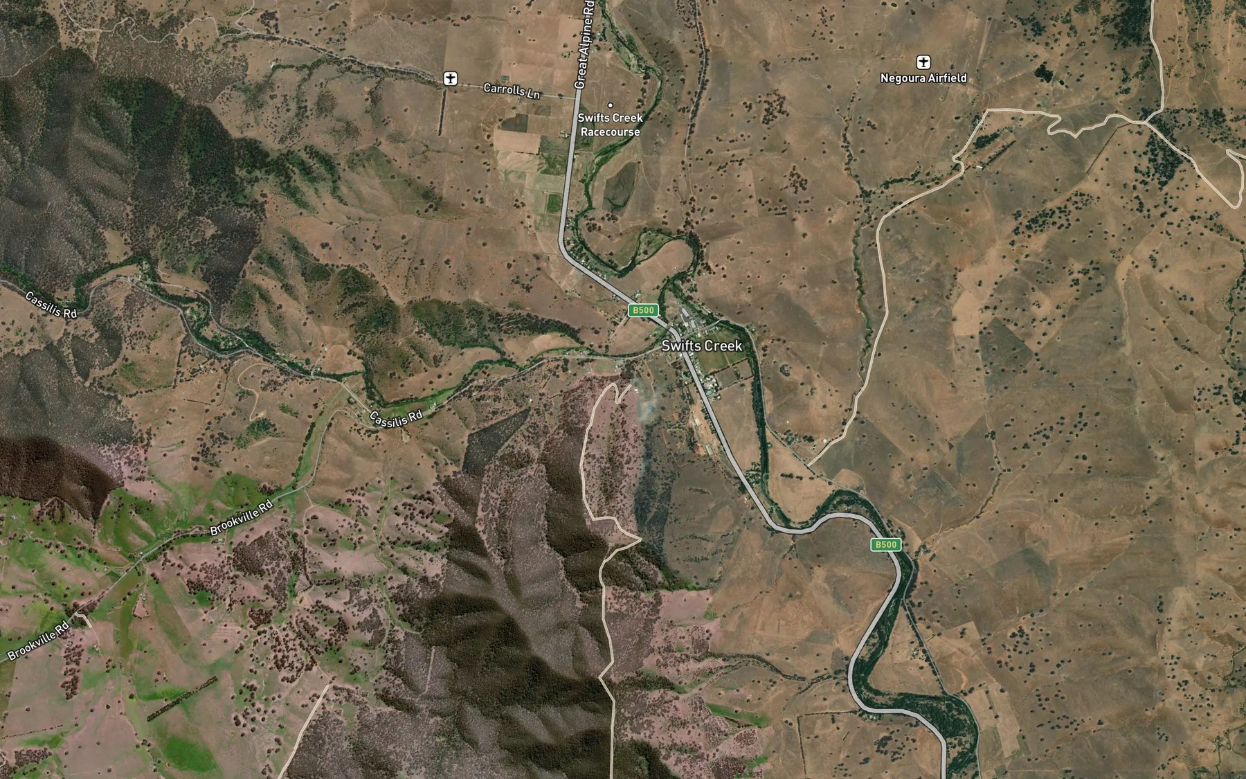 Satellite map of the Swifts Creek