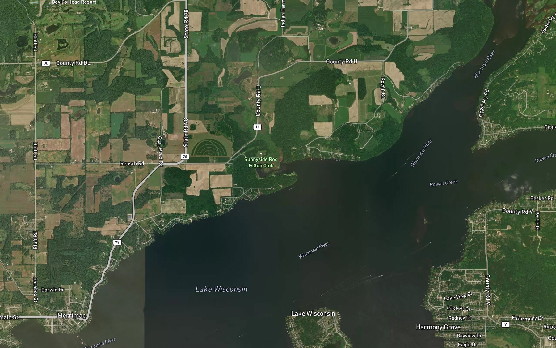 Satellite map of the Stoners Bay