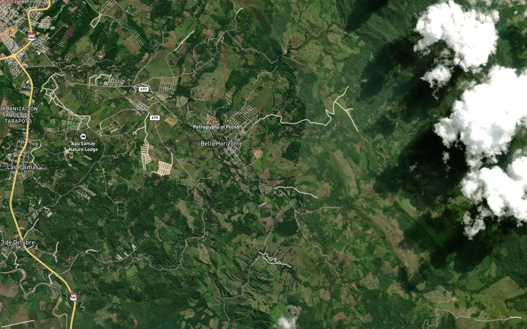 Satellite map of the Quebrada Polishayacu