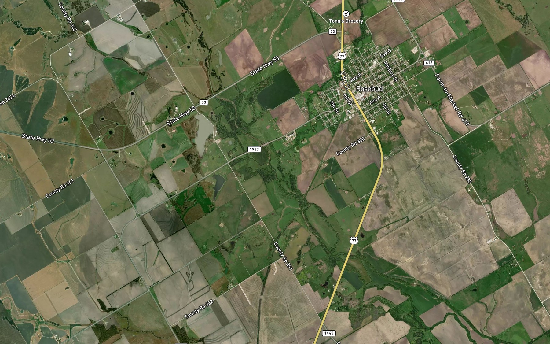 Satellite map of the Cottonwood Creek
