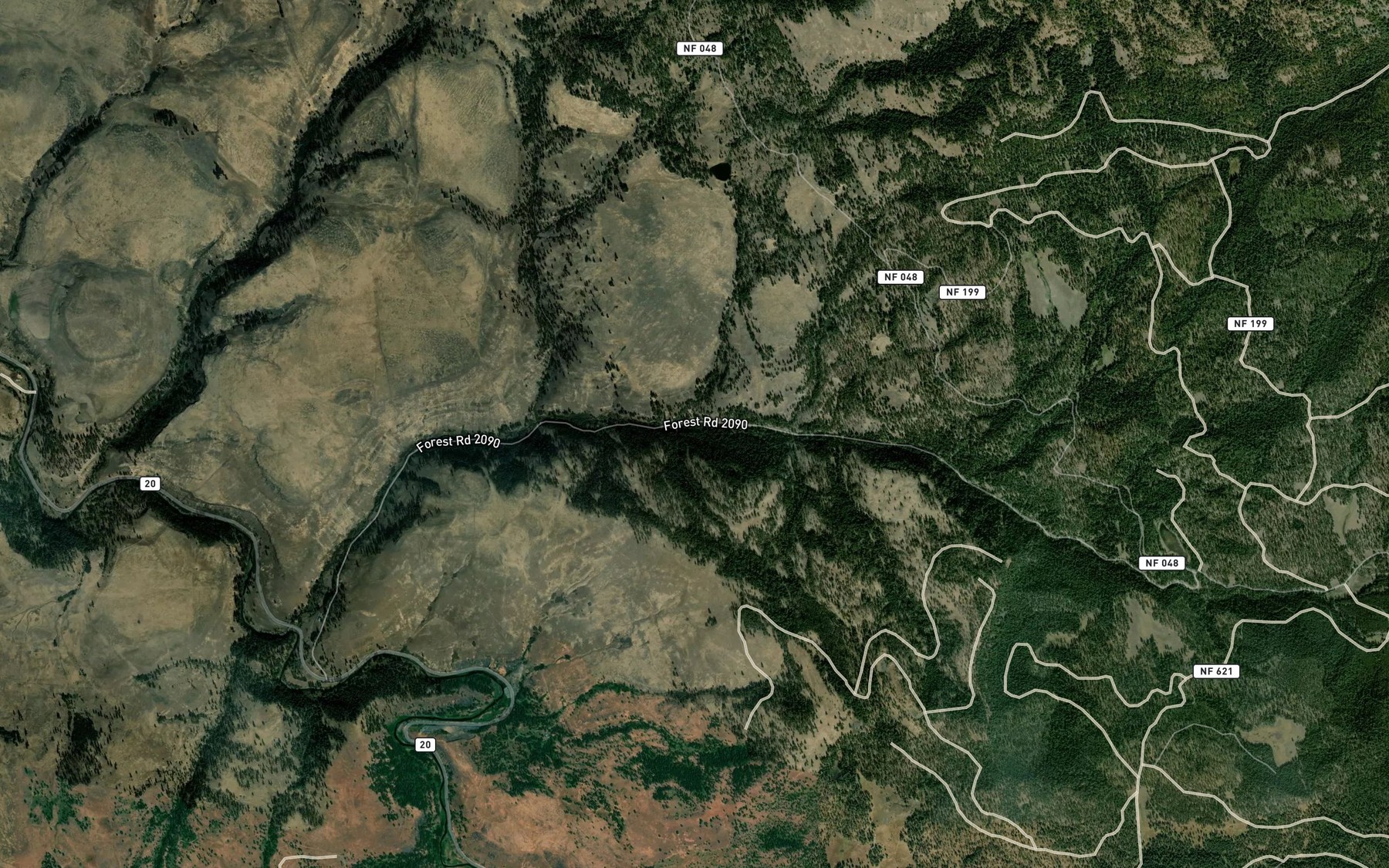 Satellite map of the McKinney Creek