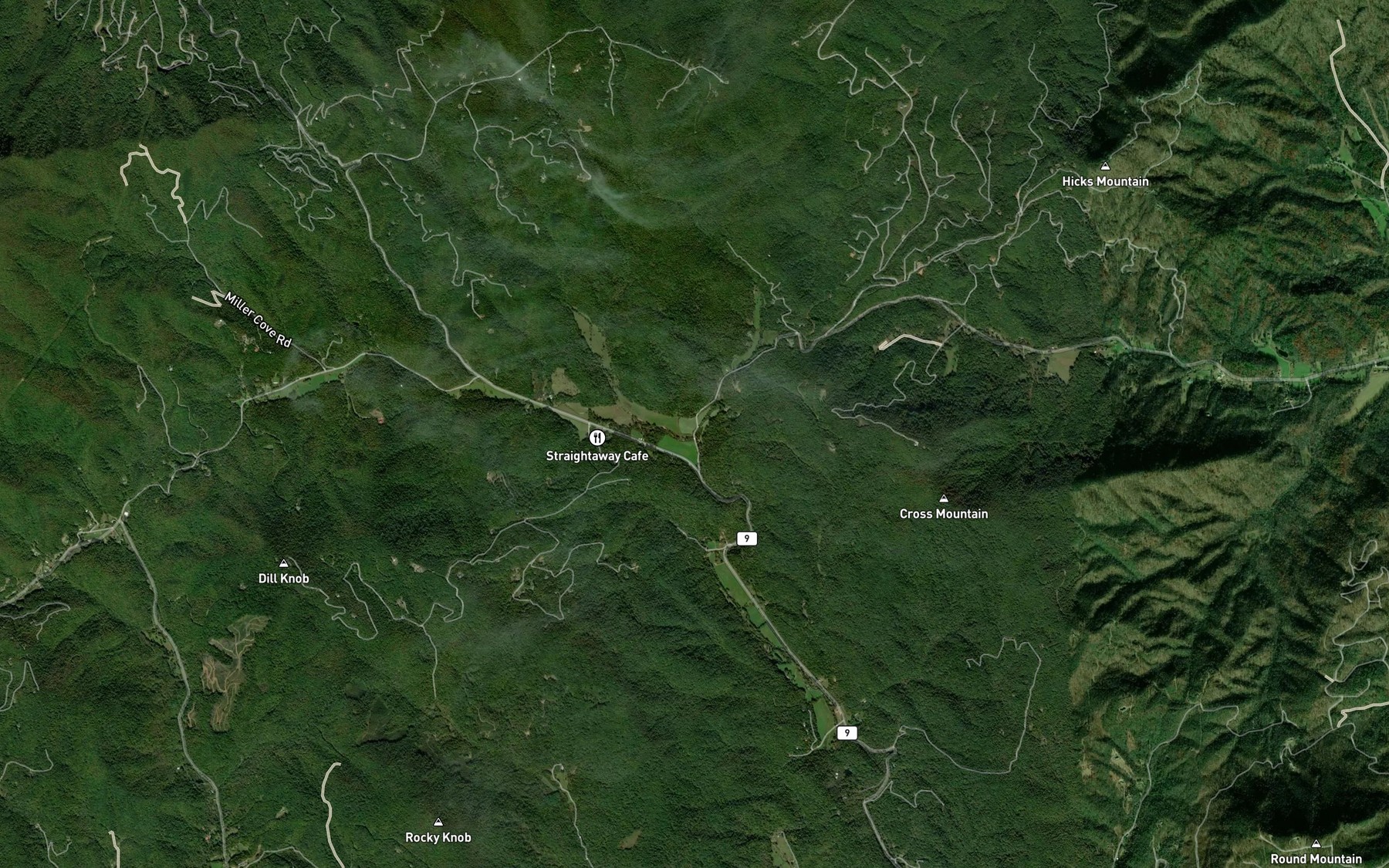 Satellite map of the Glade Creek