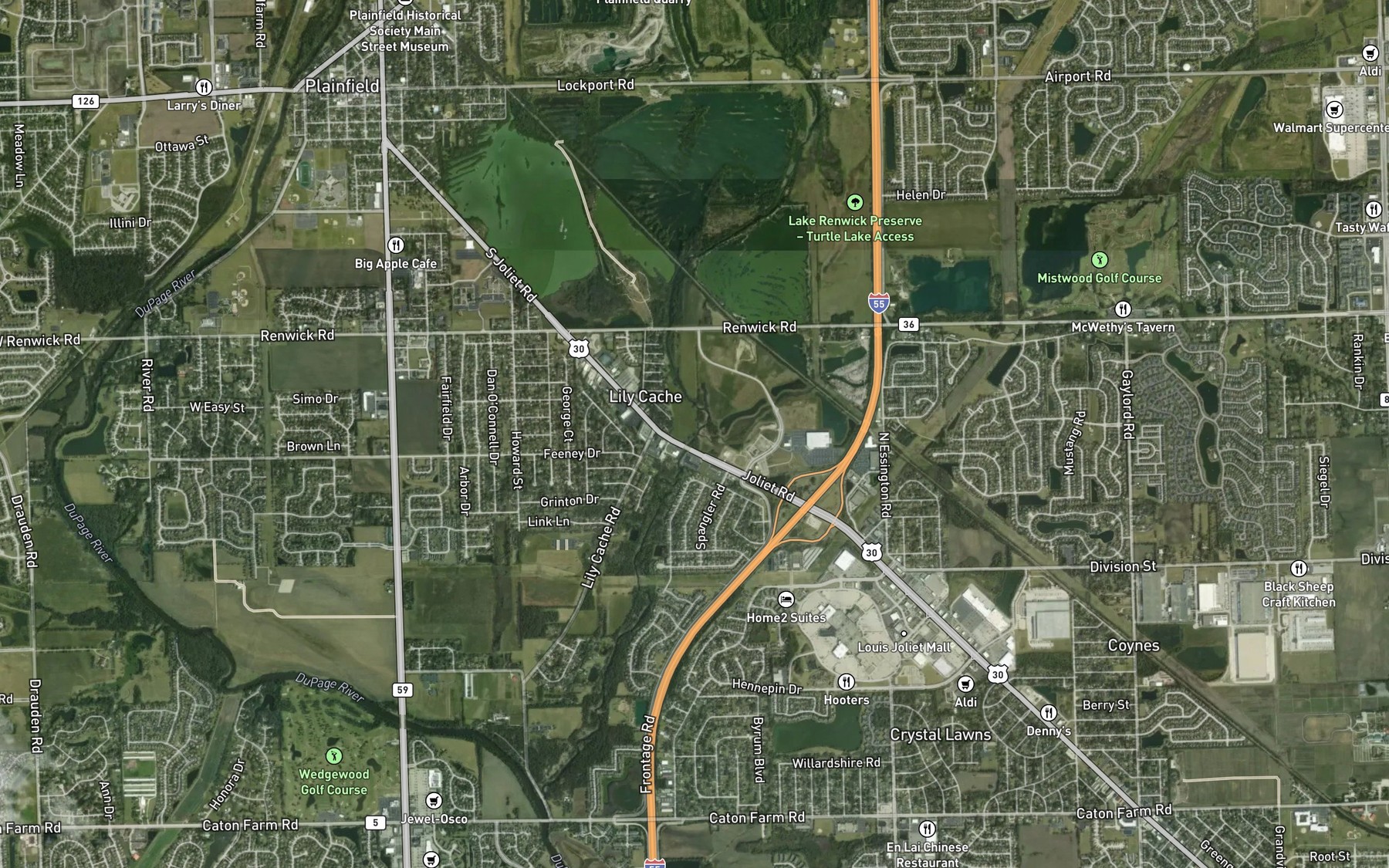 Satellite map of the Mink Creek