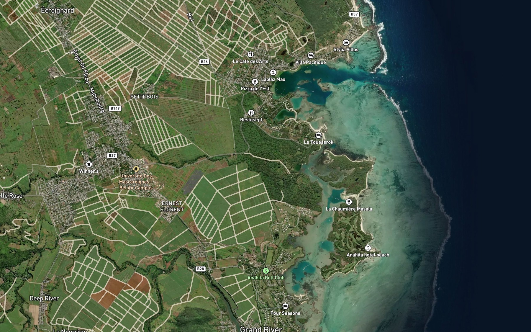 Satellite map of the River Seche