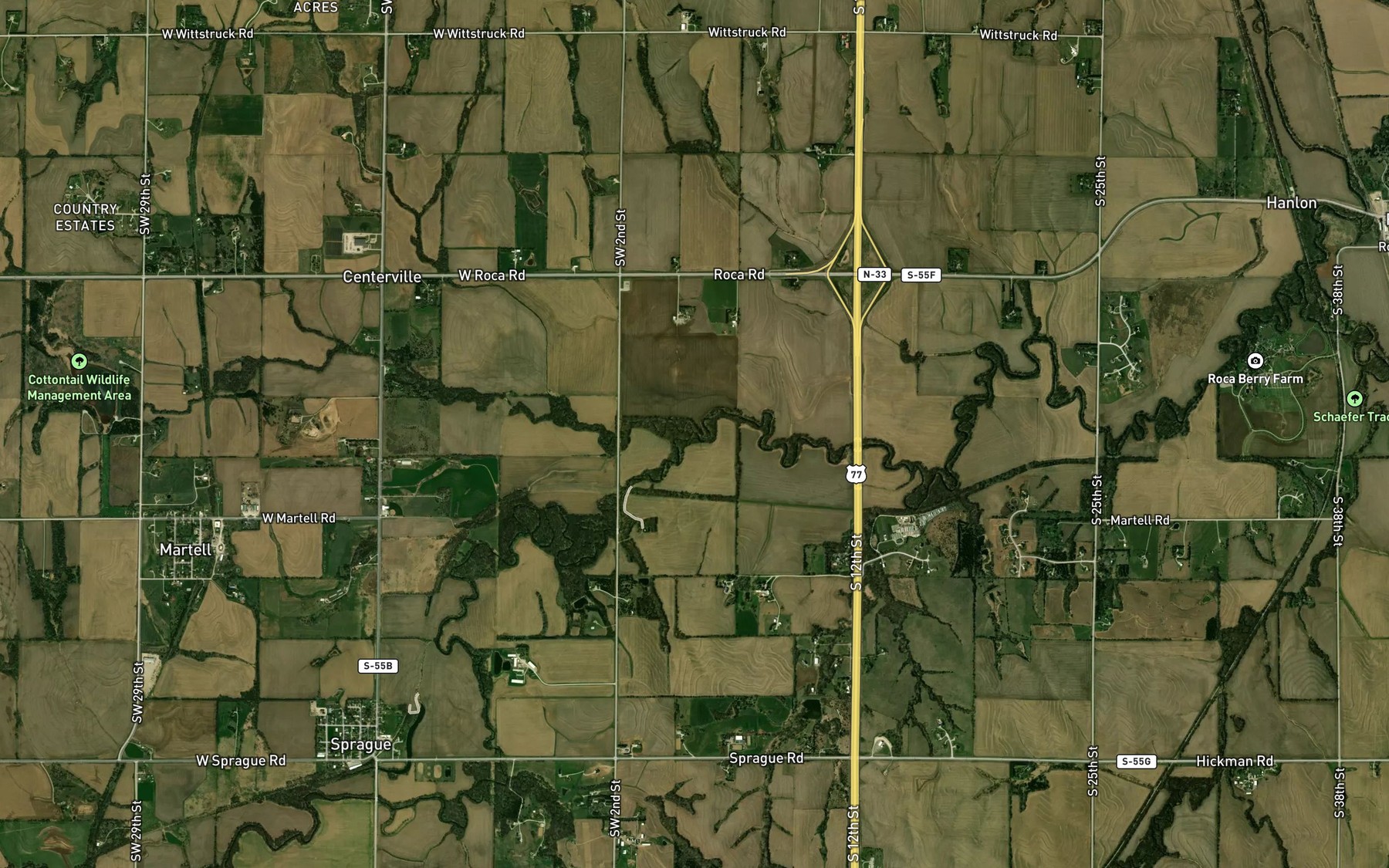 Satellite map of the Wittstruck Creek