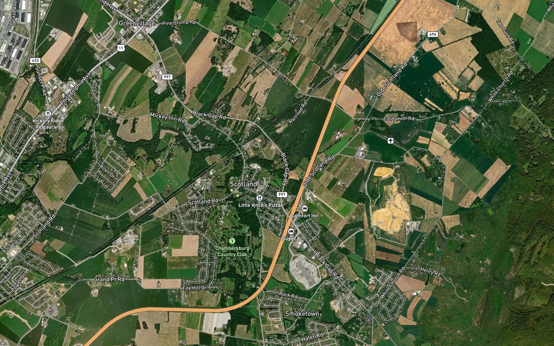 Satellite map of the Phillaman Run