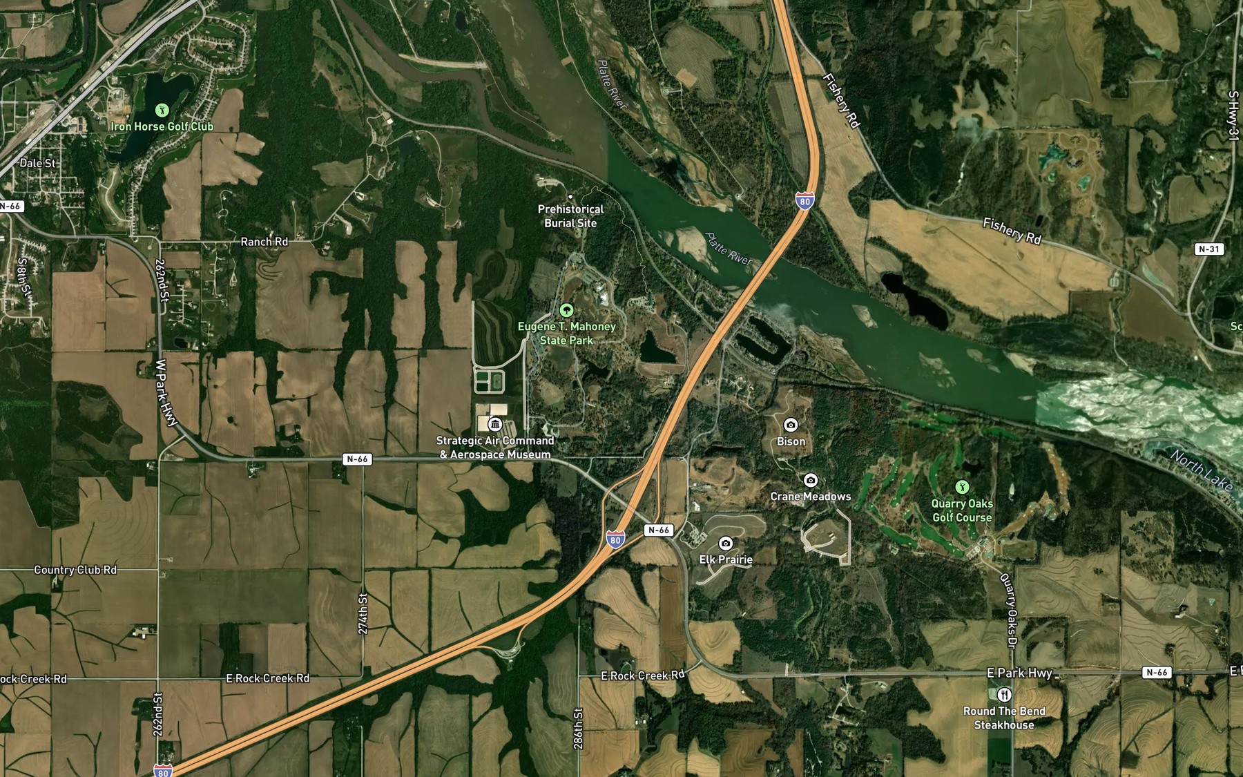 Satellite map of the Philpot Reservoir