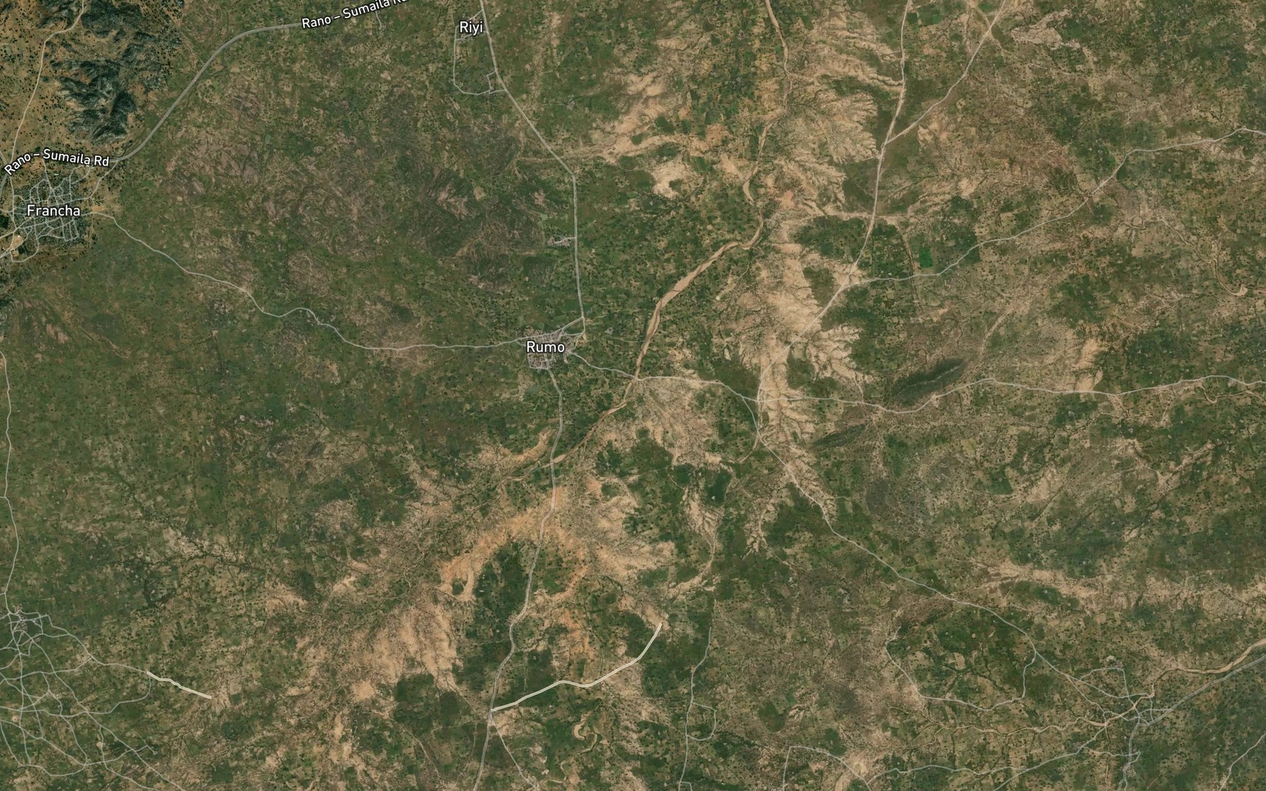 Satellite map of the River Dangwaba