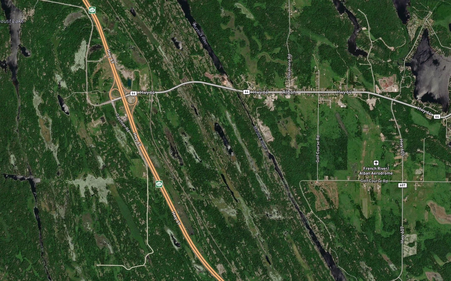 Satellite map of the Mears Lake