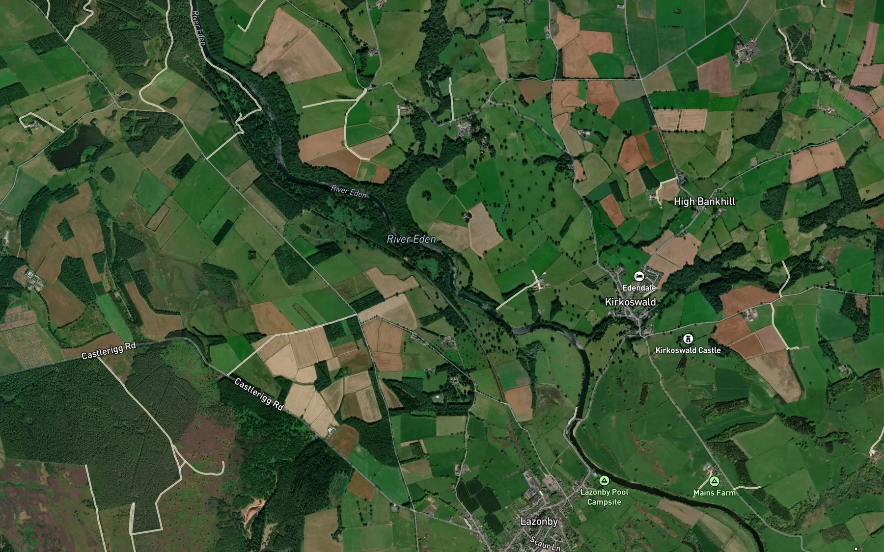 Satellite map of the Croglin Water