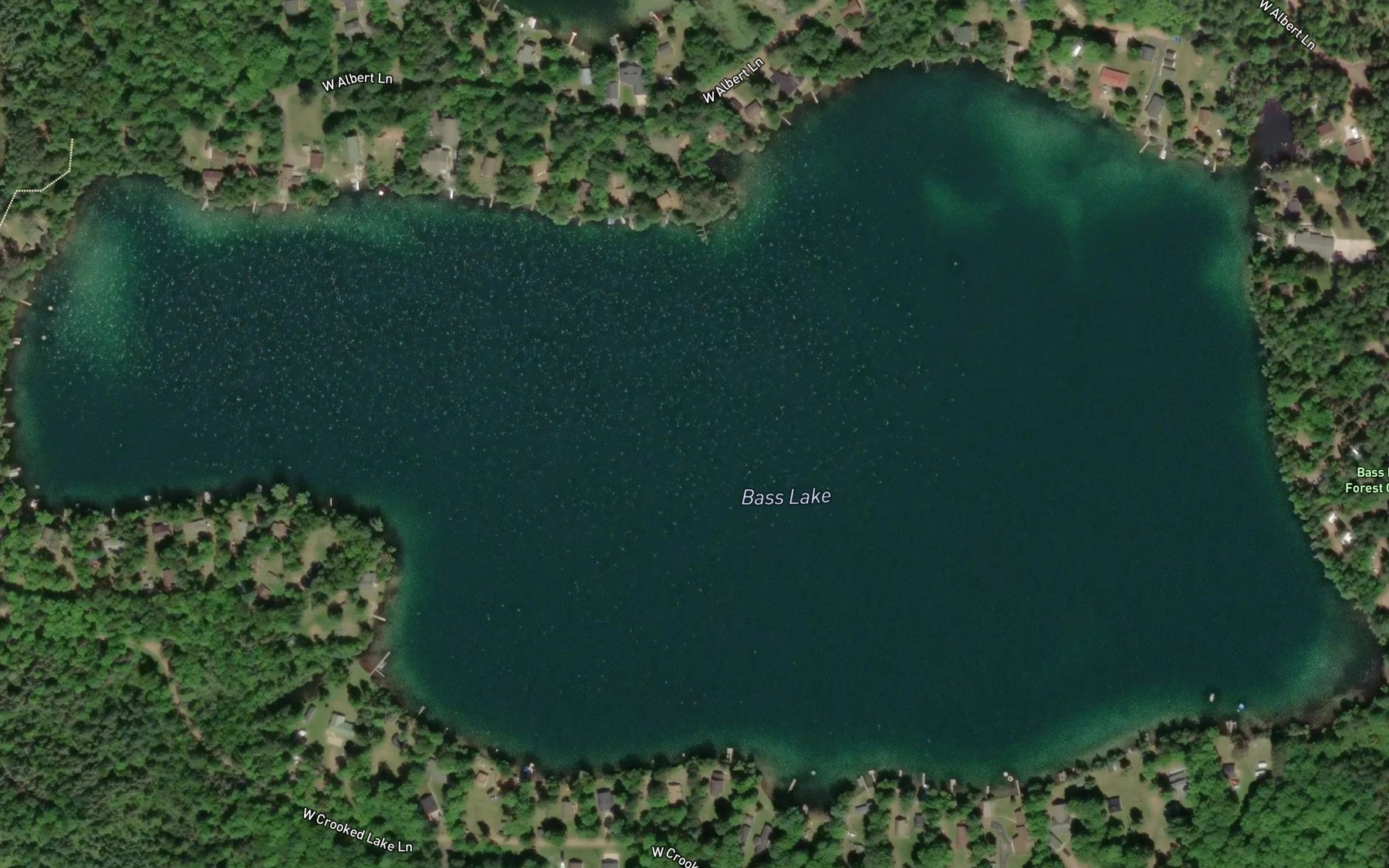 Satellite map of the Bass Lake