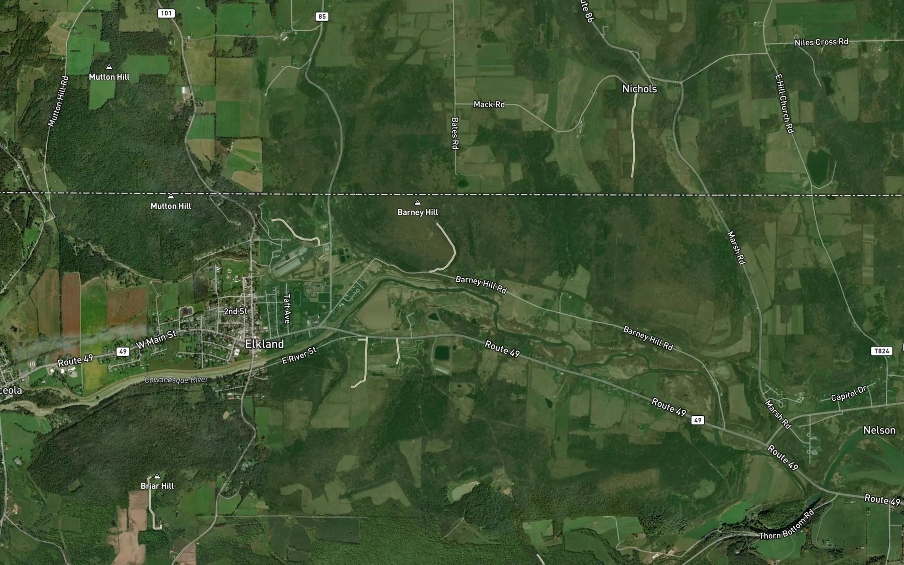 Satellite map of the Camp Brook