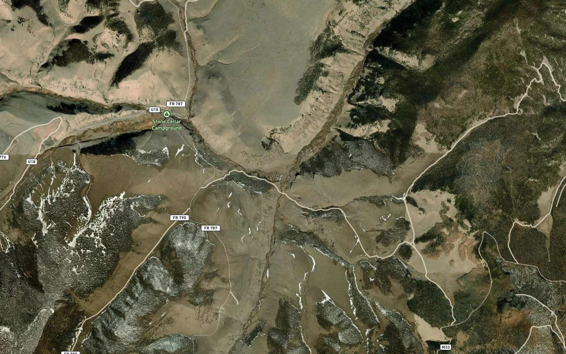 Satellite map of the South Fork Saguache Creek