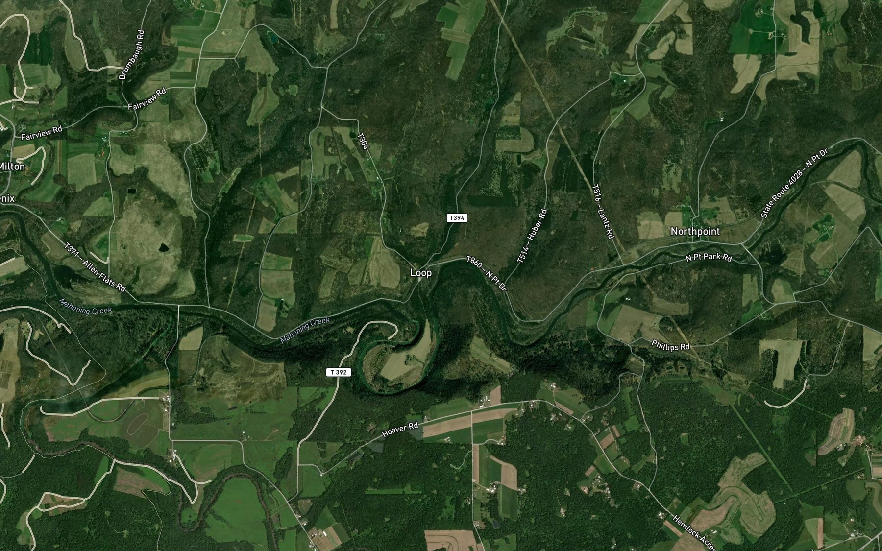 Satellite map of the Hamilton Run
